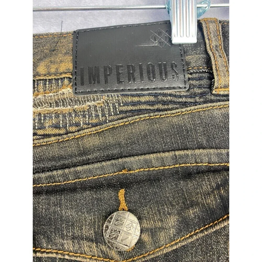Imperious‎ Trading Jeans Mens 40x32 Zip Legs Pockets Stone Washed Vintage